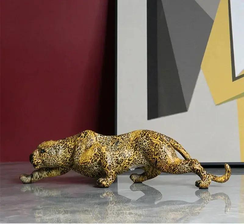 Luxury Leopard Animal Figurine Sculpture for Modern Home & Office Decor by House Of Avana