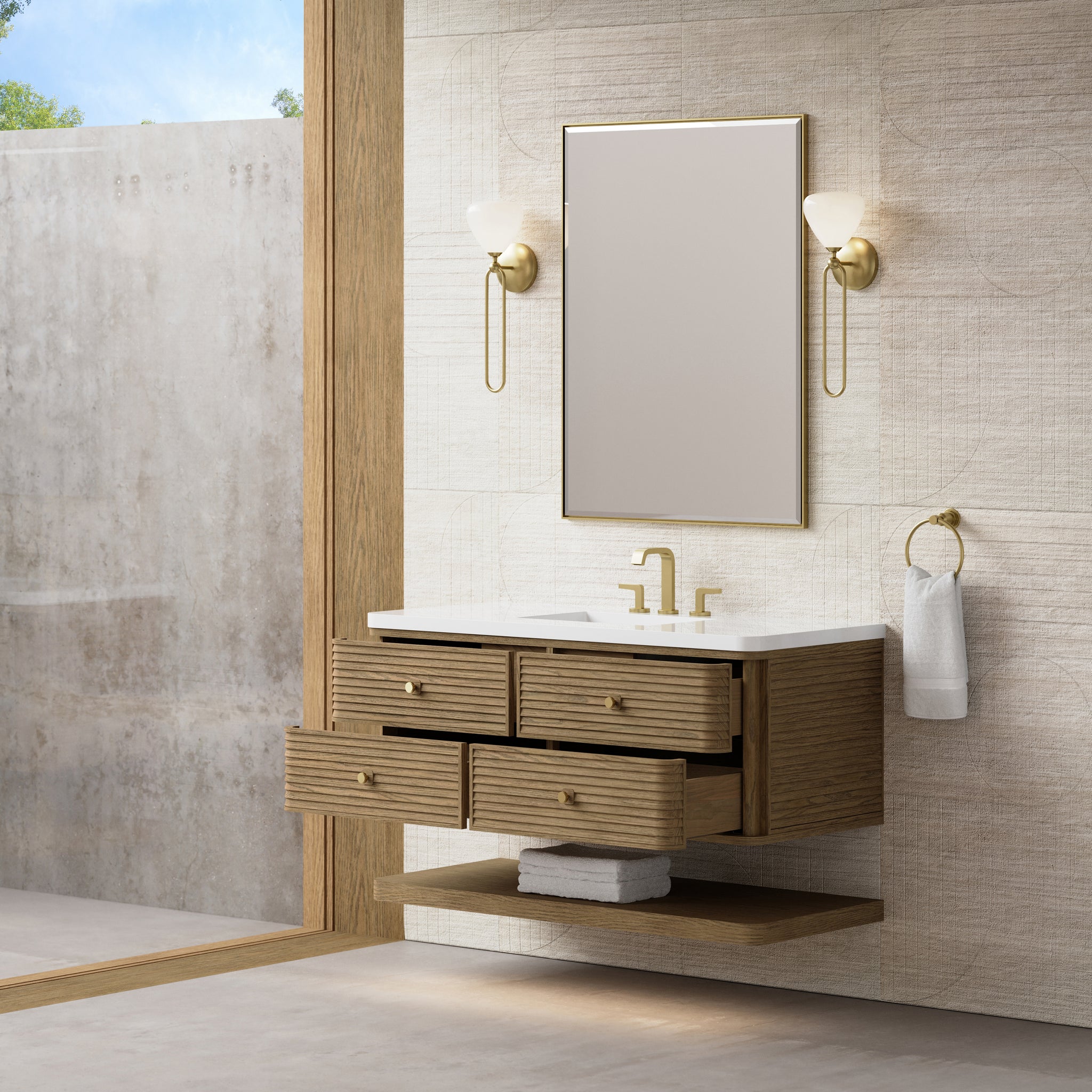 James Martin Allamari 48" Floating Single Bathroom Vanity, Dune Mist by James Martin