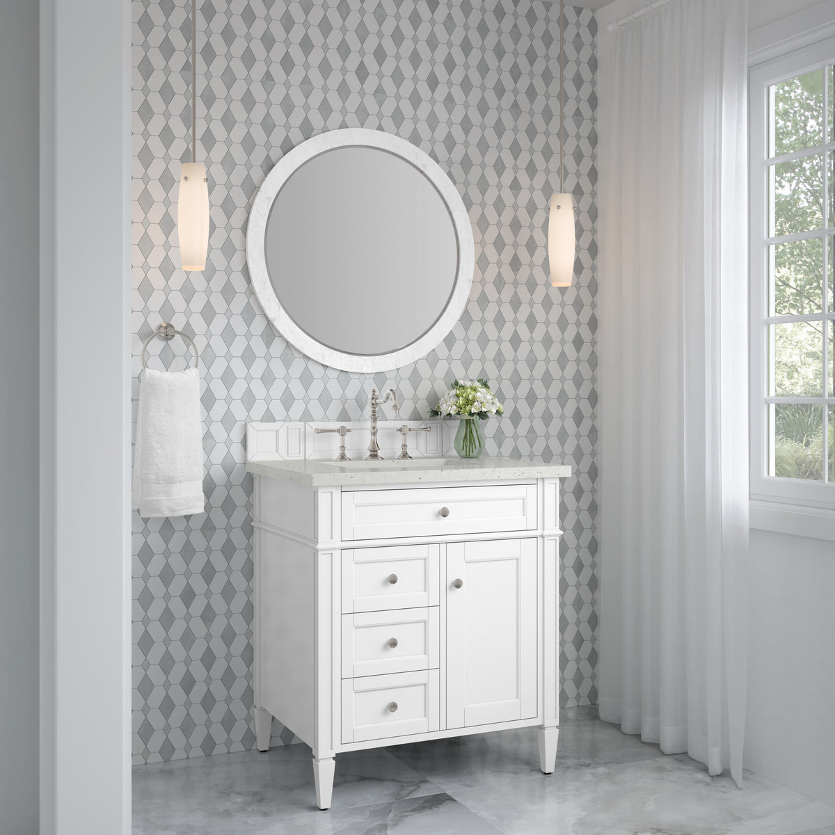 James Martin Brittany 30" Single Bathroom Vanity, Bright White, view 17
