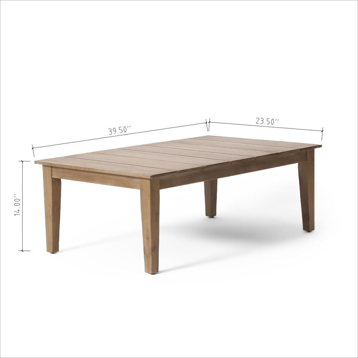 Light Brown Outdoor Coffee Table with Slat Panel Top - Acacia Wood, photo 3 of 4