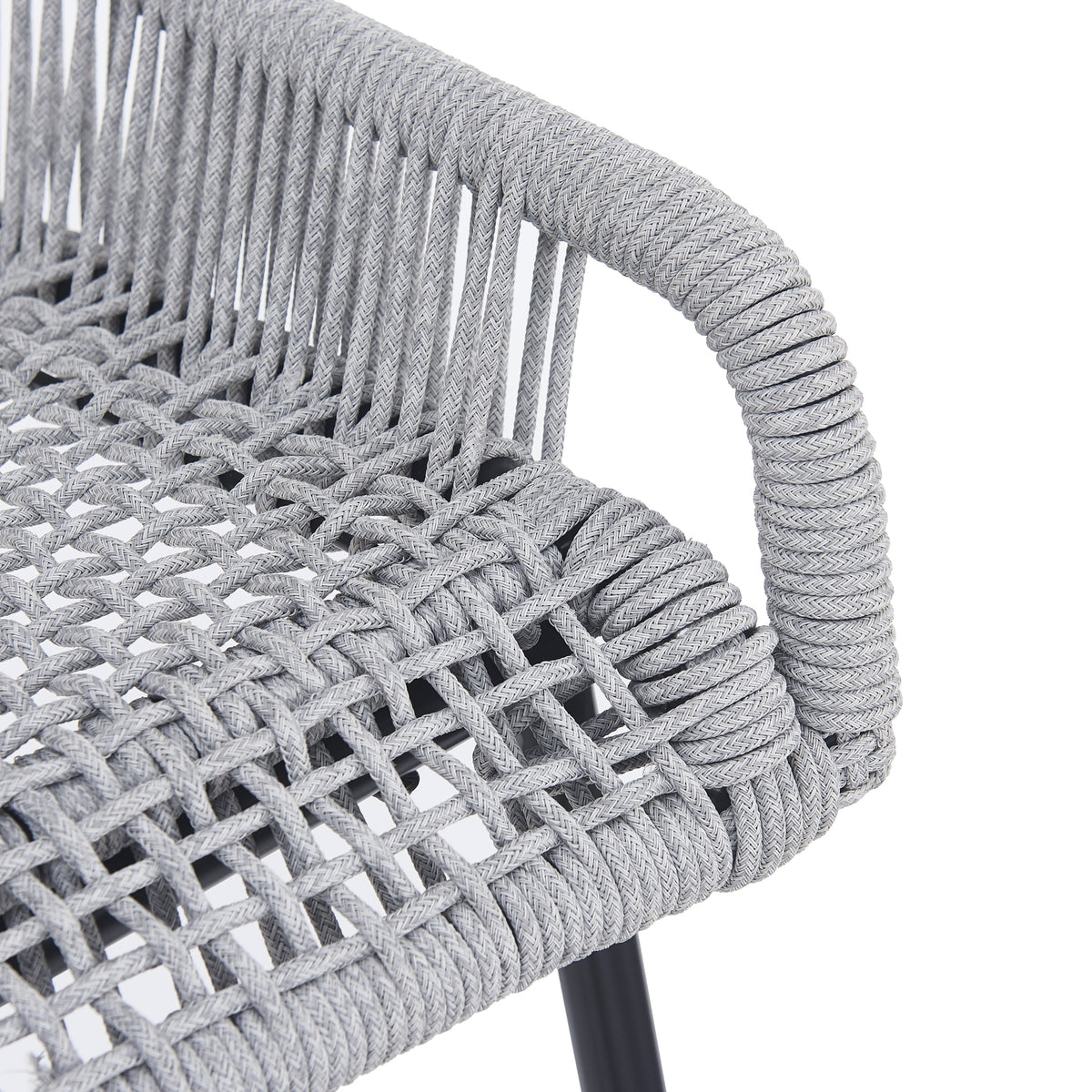 Light Gray Rope Outdoor Bar Stool Set with UV Resistance - Set of 2, photo 11 of 14