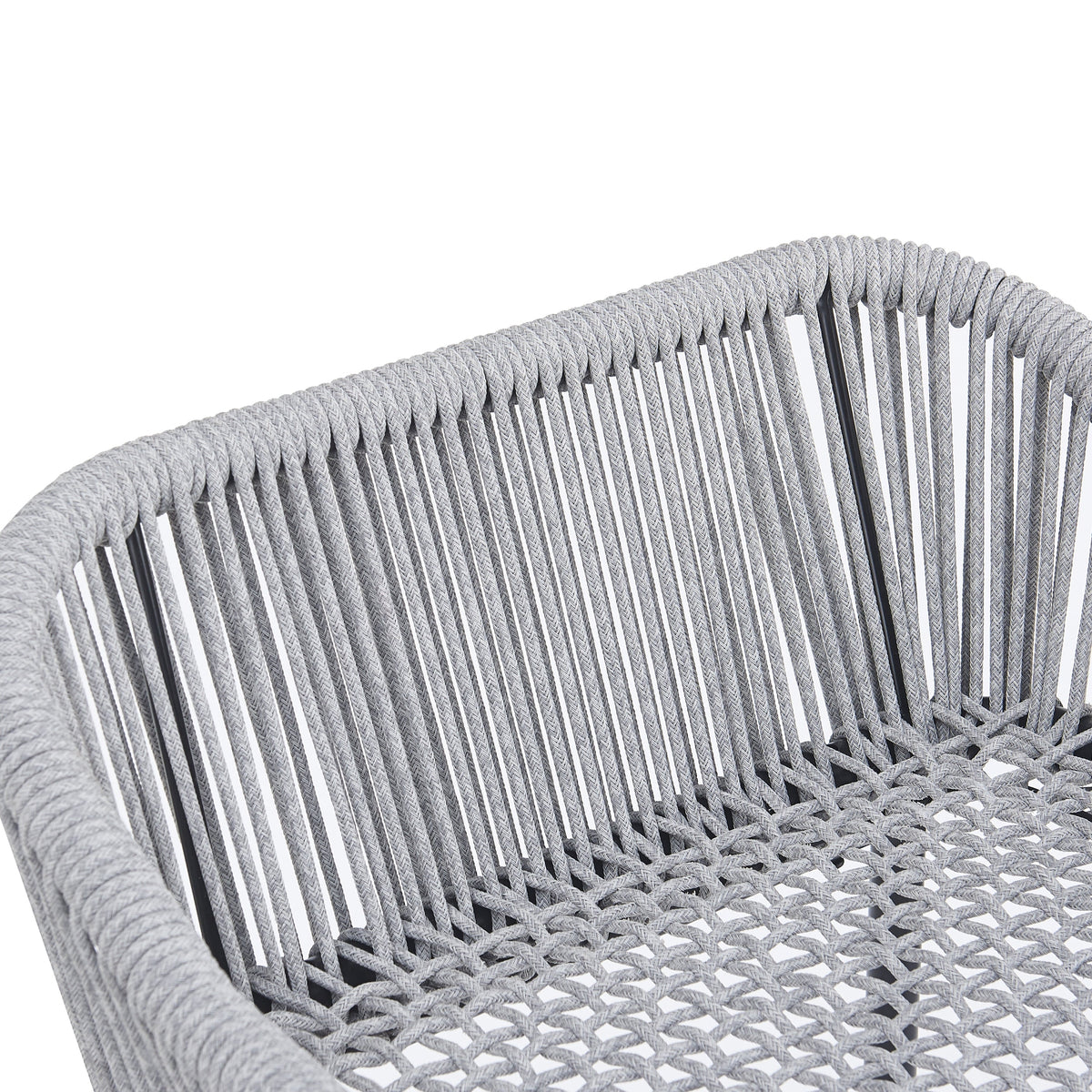 Light Gray Rope Outdoor Bar Stool Set with UV Resistance - Set of 2, photo 12 of 14