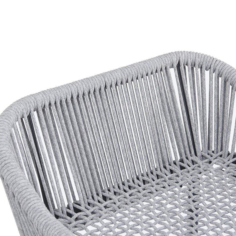 Light Gray Rope Outdoor Bar Stool Set with UV Resistance - Set of 2, photo 12 of 14