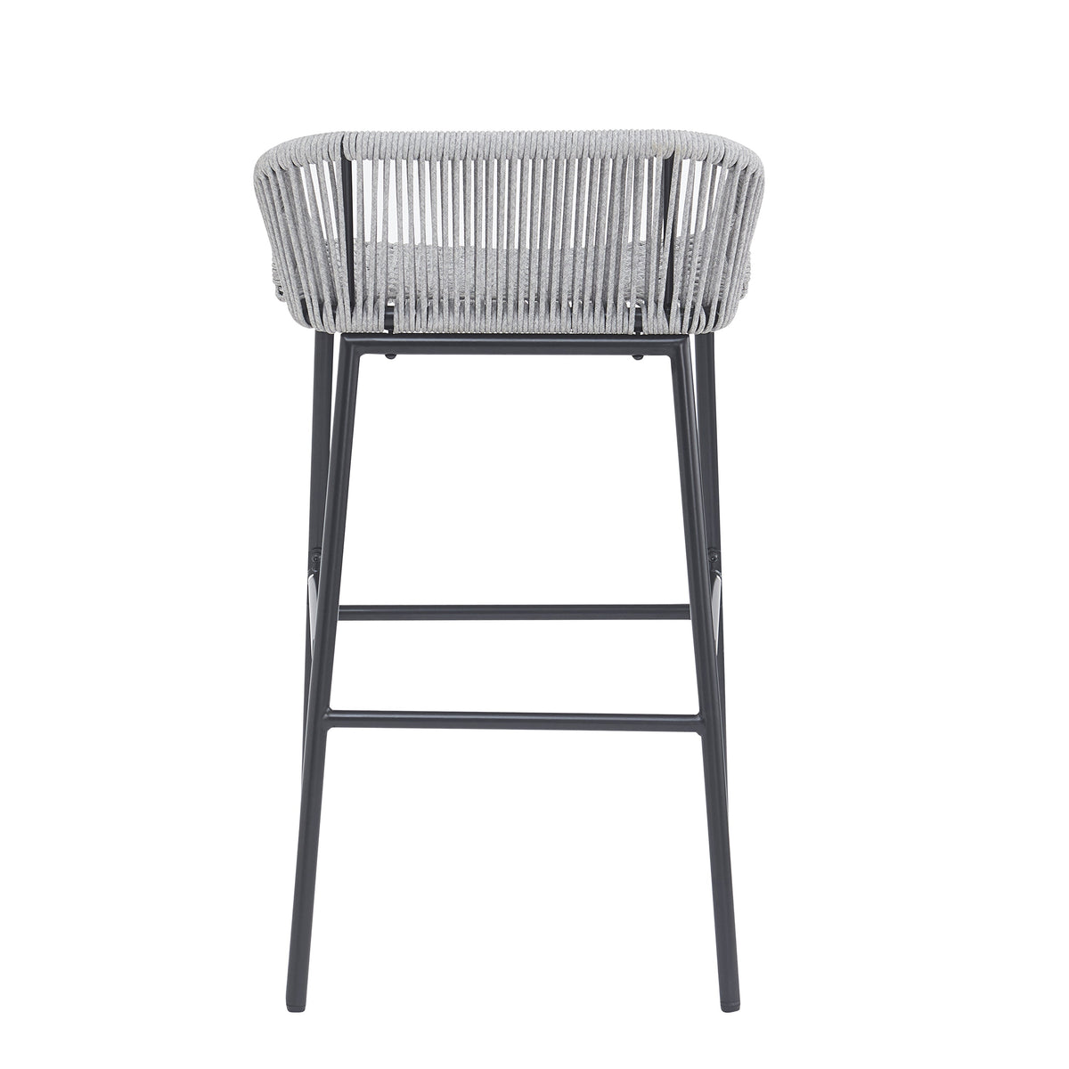 Light Gray Rope Outdoor Bar Stool Set with UV Resistance - Set of 2, photo 6 of 14