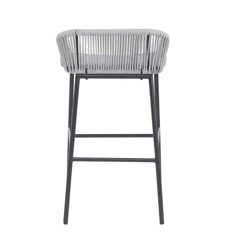 Light Gray Rope Outdoor Bar Stool Set with UV Resistance - Set of 2, photo 6 of 14