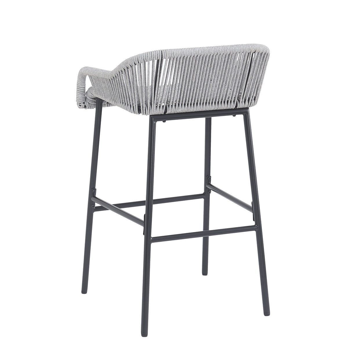 Light Gray Rope Outdoor Bar Stool Set with UV Resistance - Set of 2, photo 7 of 14