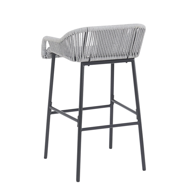 Light Gray Rope Outdoor Bar Stool Set with UV Resistance - Set of 2, photo 7 of 14