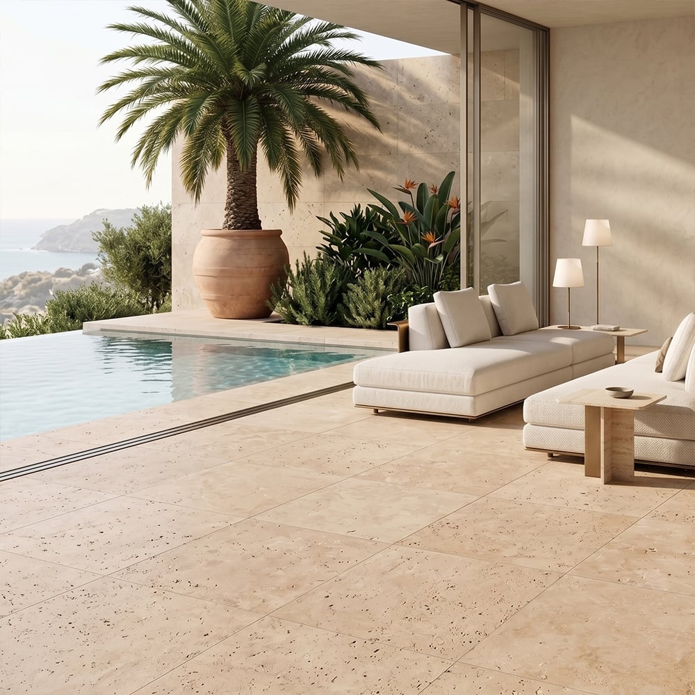 Light Standard Tumbled Travertine Pavers 16x16 Travertine Tumbled 18x18 Pavers — 2