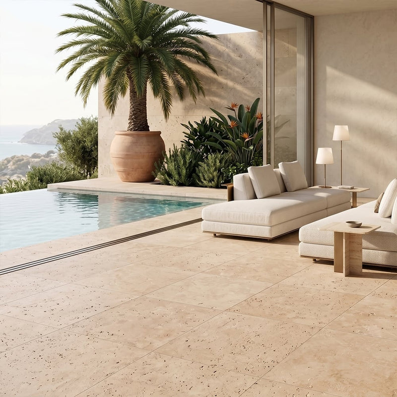 Light Standard Tumbled Travertine Pavers 16x16 Travertine Tumbled 18x18 Pavers — 2