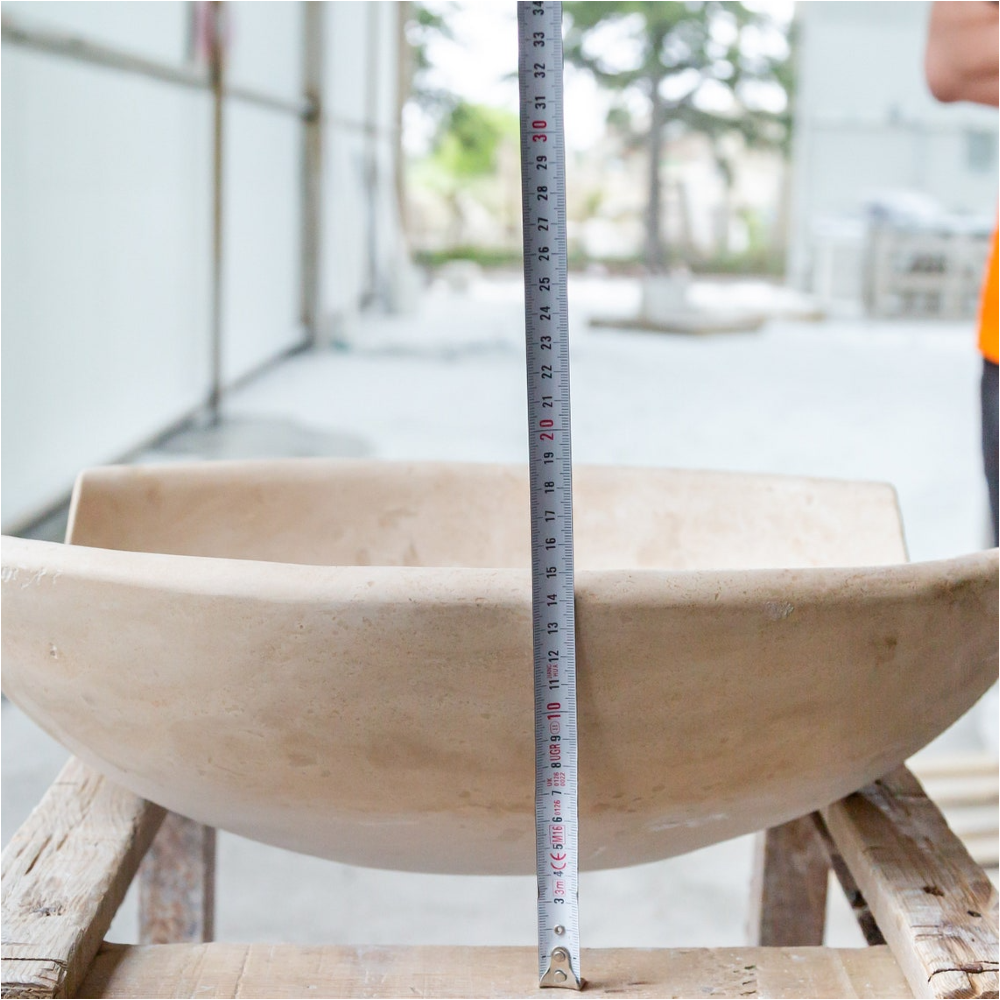 Travertine Natural Stone Vessel Sink Bowl Light Beige 16x16x6 by GobekDesign