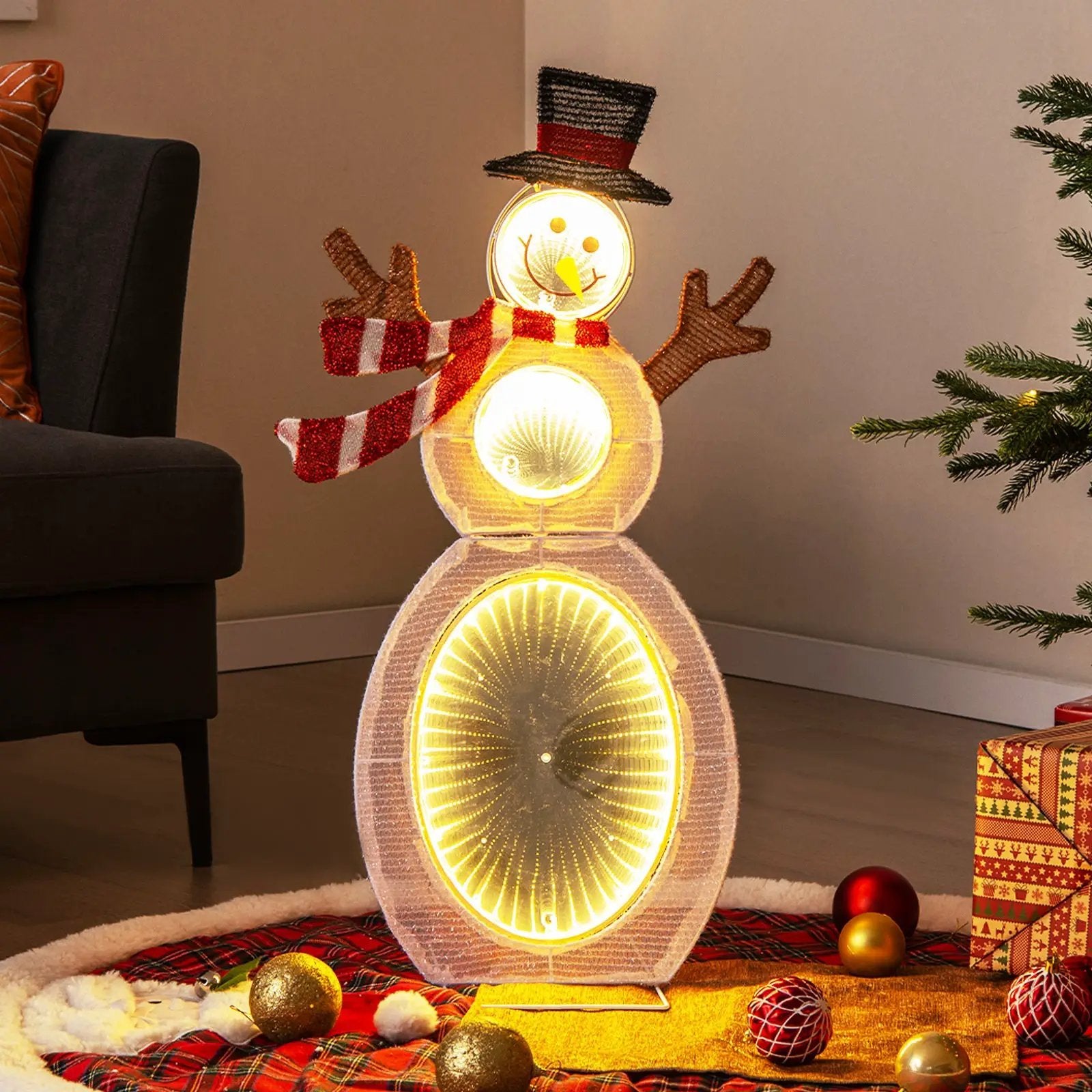 2.6 Feet Lighted Snowman with LED Lights and Metal Stand by DirectDeals
