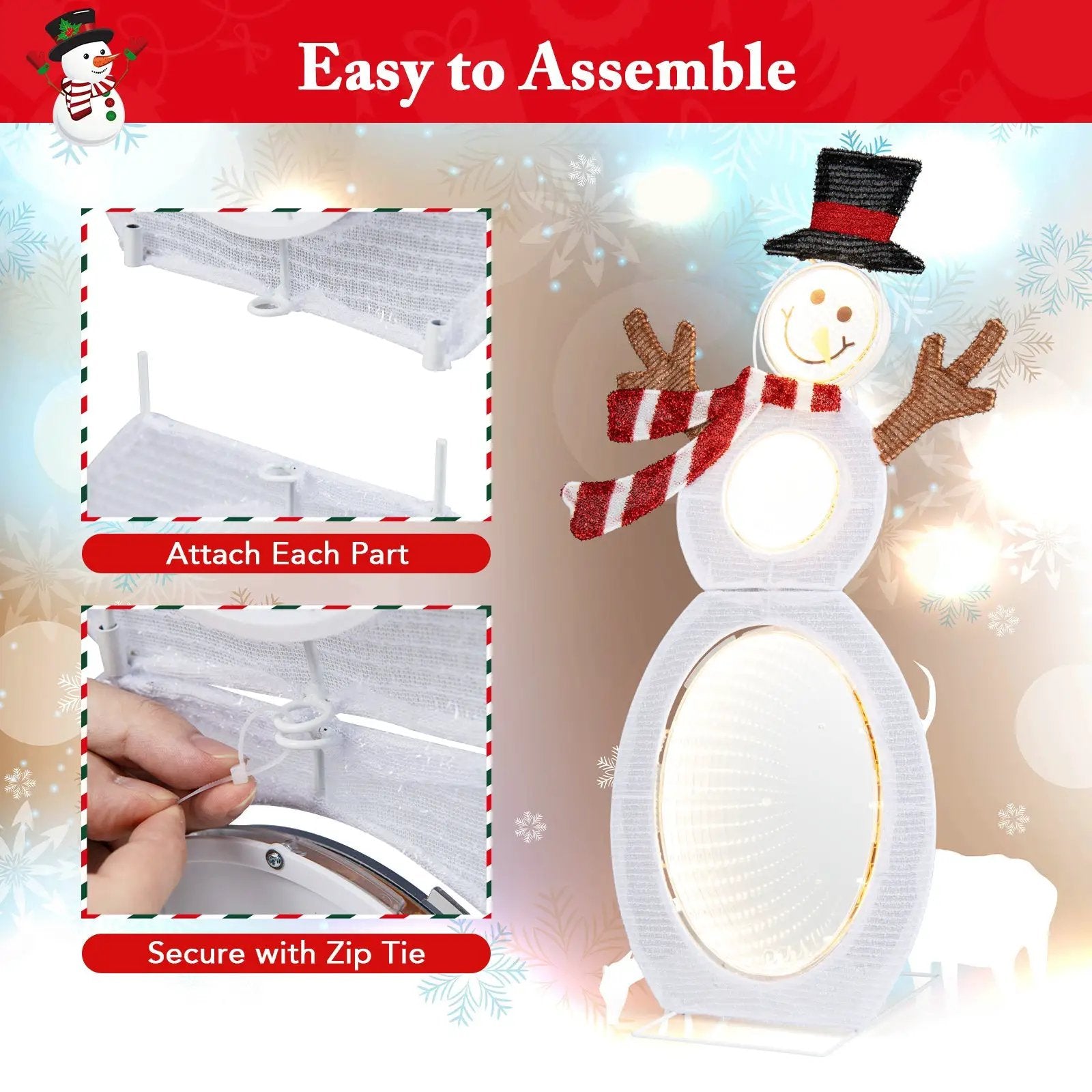 2.6 Feet Lighted Snowman with LED Lights and Metal Stand by DirectDeals