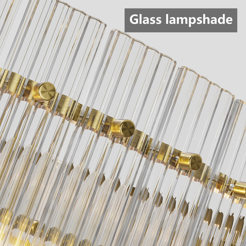37" Modern Gold Round 8-Light Crystal Chandelier with 2-Tier Crystal Glass - Gold, photo 6 of 9