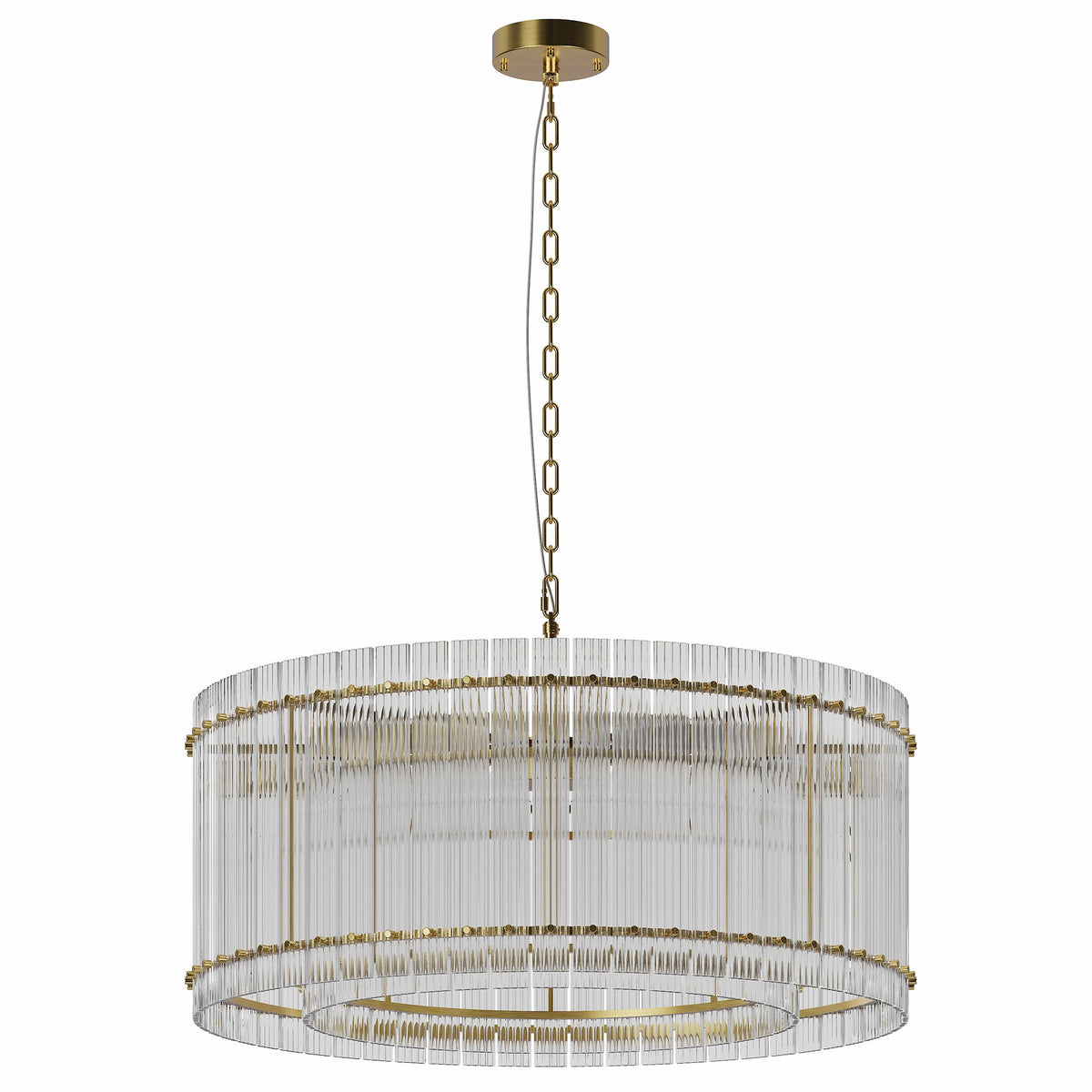 37" Modern Gold Round 8-Light Crystal Chandelier with 2-Tier Crystal Glass - Gold, photo 9 of 9