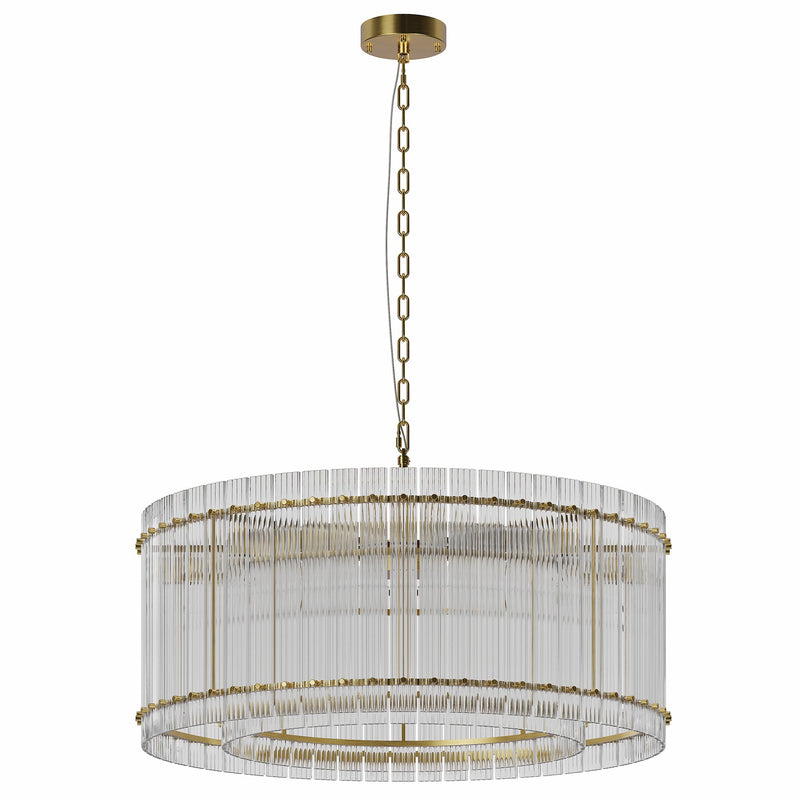 37" Modern Gold Round 8-Light Crystal Chandelier with 2-Tier Crystal Glass - Gold, photo 9 of 9