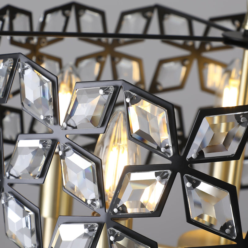 Geometric Crystal Pendant Chandelier with K9 Crystal - Black Gold, photo 12 of 14