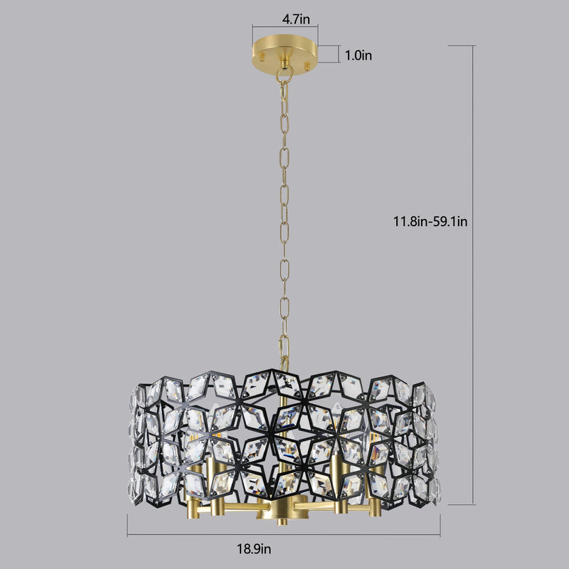 Geometric Crystal Pendant Chandelier with K9 Crystal - Black Gold, photo 14 of 14