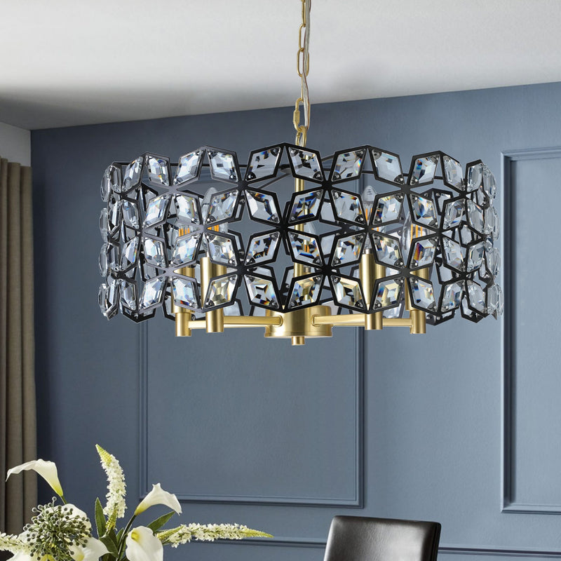 Geometric Crystal Pendant Chandelier with K9 Crystal - Black Gold, photo 3 of 14