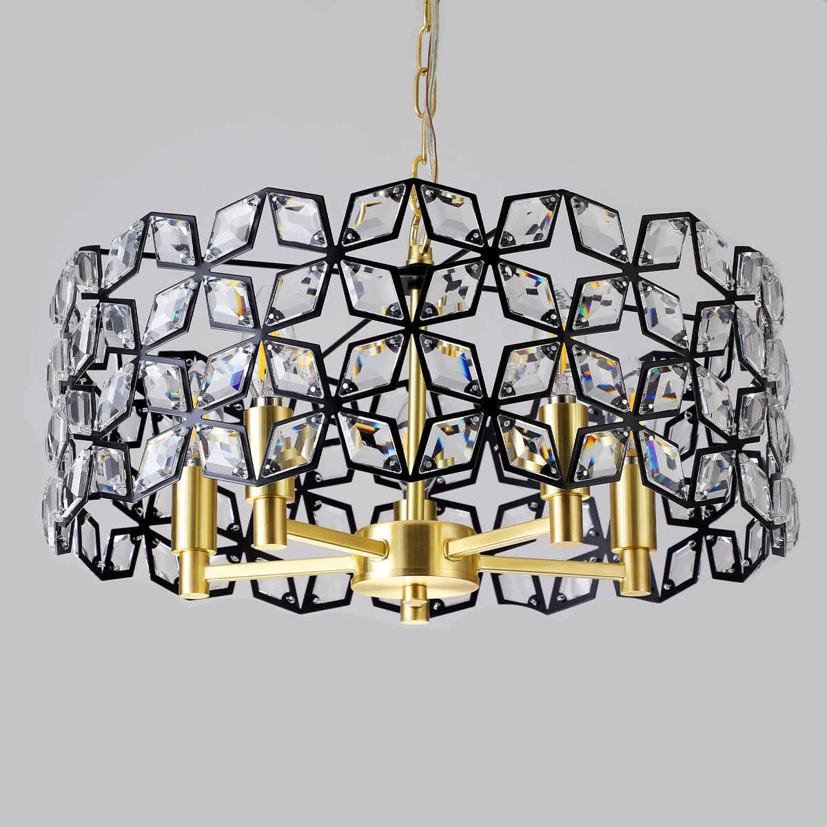 Geometric Crystal Pendant Chandelier with K9 Crystal - Black Gold, photo 7 of 14