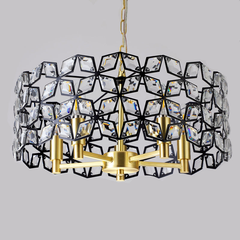 Geometric Crystal Pendant Chandelier with K9 Crystal - Black Gold, photo 7 of 14