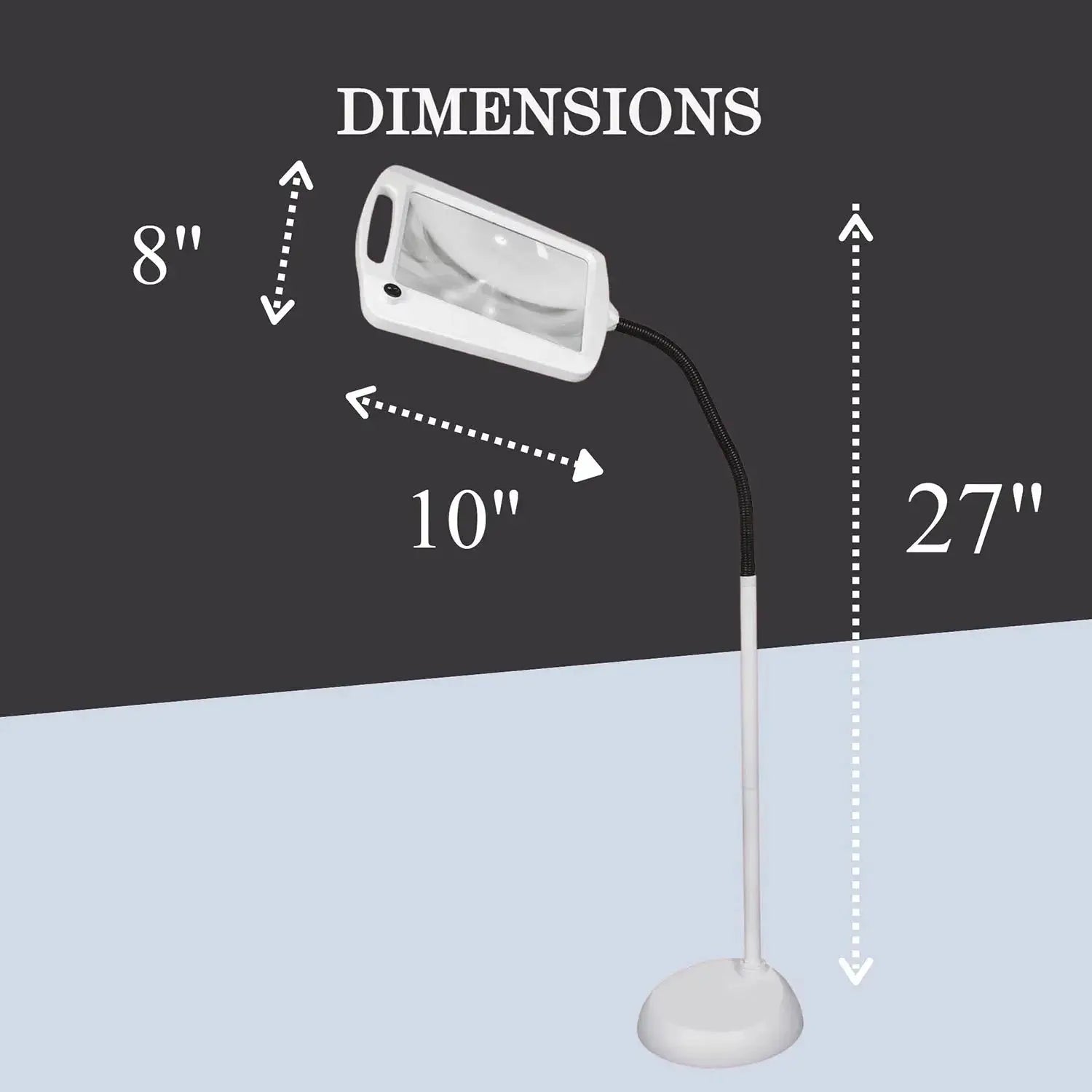 LightView Pro 8X10 - Full Page Magnifying Floor Lamp - Hands Free Magnifier with Bright LED Light for Reading - Flexible Gooseneck Holds Position by Outdoor Solar Outlet