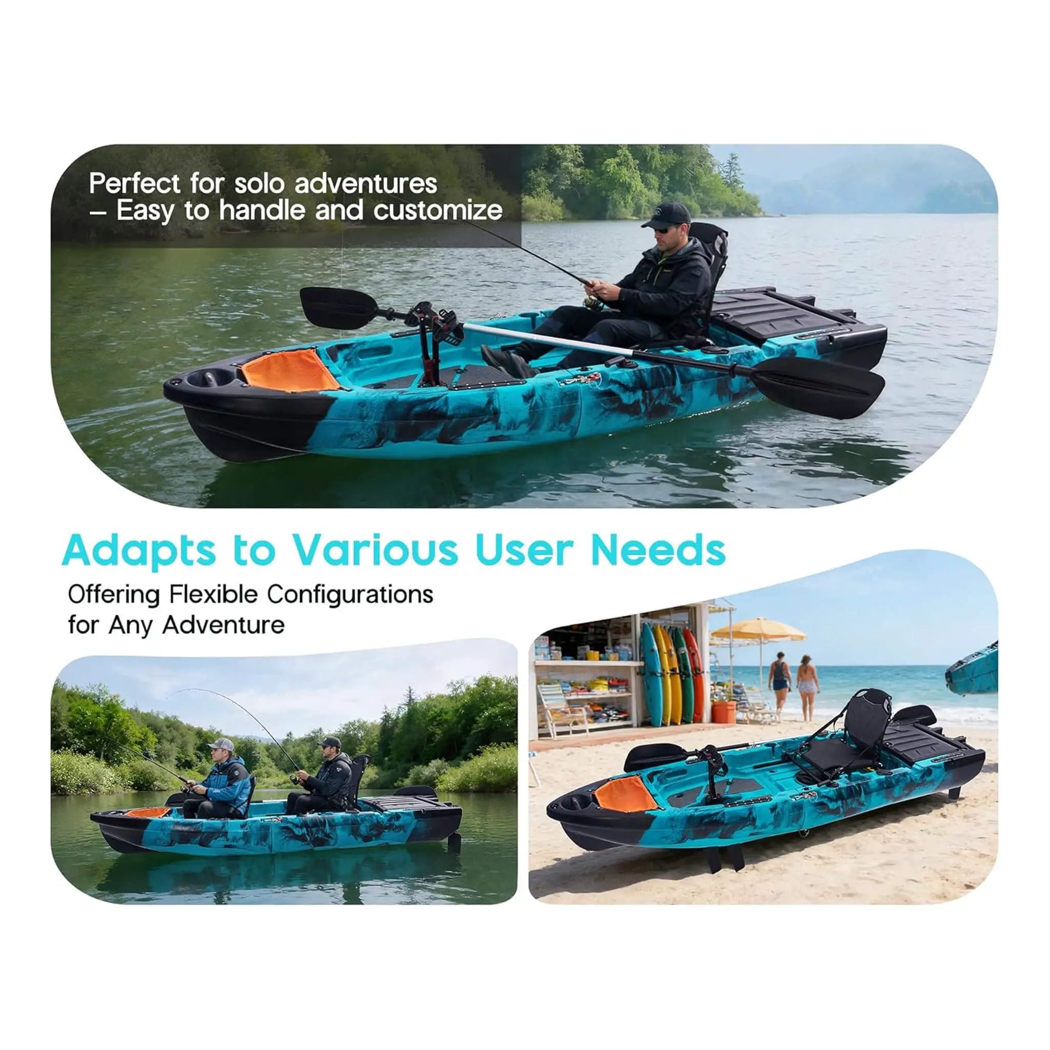 Lightweight 10FT 1-Person Modular Fishing Kayak With Fin Drive System (SAK21489) by SAKSBY WHOLESALE