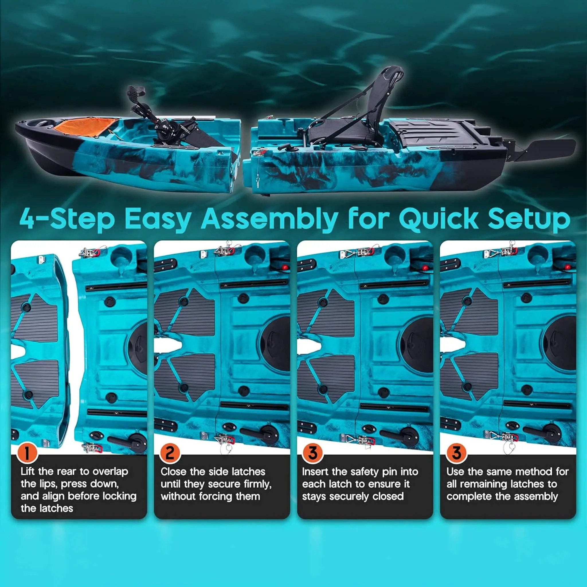 Lightweight 10FT 1-Person Modular Fishing Kayak With Fin Drive System (SAK21489) by SAKSBY WHOLESALE