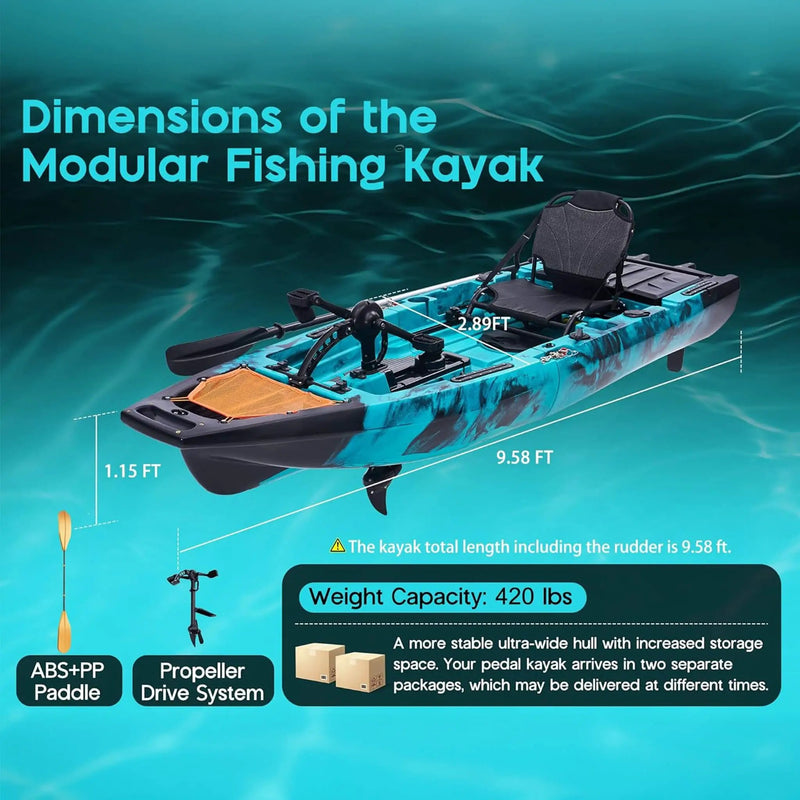 Lightweight 10FT 1-Person Modular Fishing Kayak With Propeller Drive System (SAK67032) by SAKSBY WHOLESALE