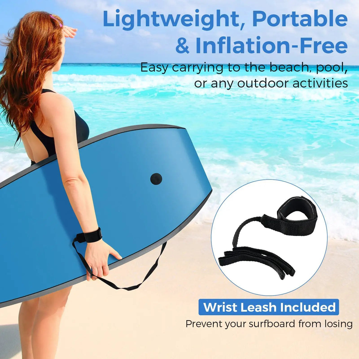 33/37/41 Inches Lightweight Body Board Boogie Board with EPS Core XPE Deck HDPE Bottom by DirectDeals