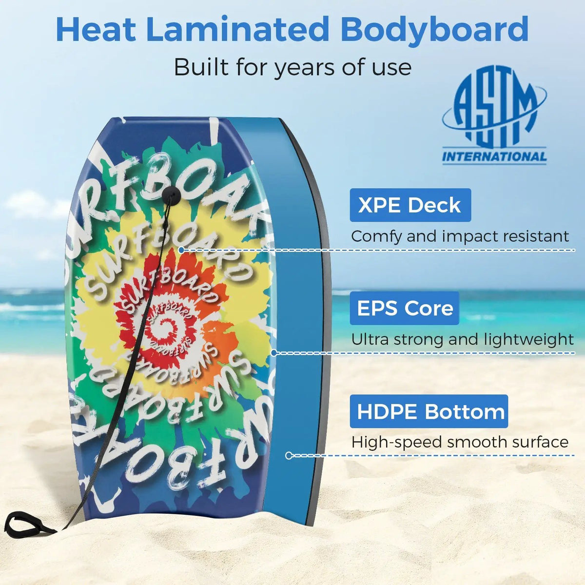 33/37/41 Inches Lightweight Body Board Boogie Board with EPS Core XPE Deck HDPE Bottom Multicolor4 by DirectDeals