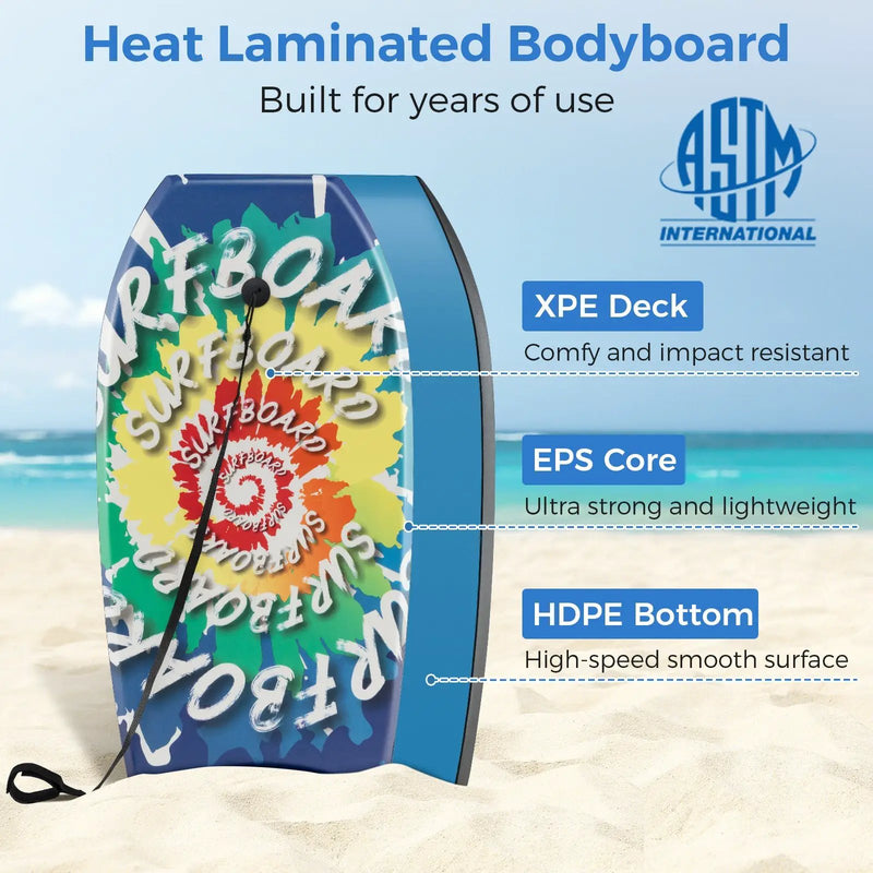 33/37/41 Inches Lightweight Body Board Boogie Board with EPS Core XPE Deck HDPE Bottom Multicolor4 by DirectDeals