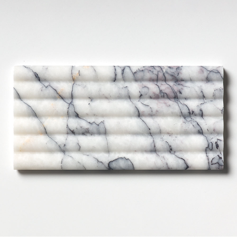 Lilac Honed Flute Trim 6x12x3/4 Marble Honed 6x12 Accent Tiles