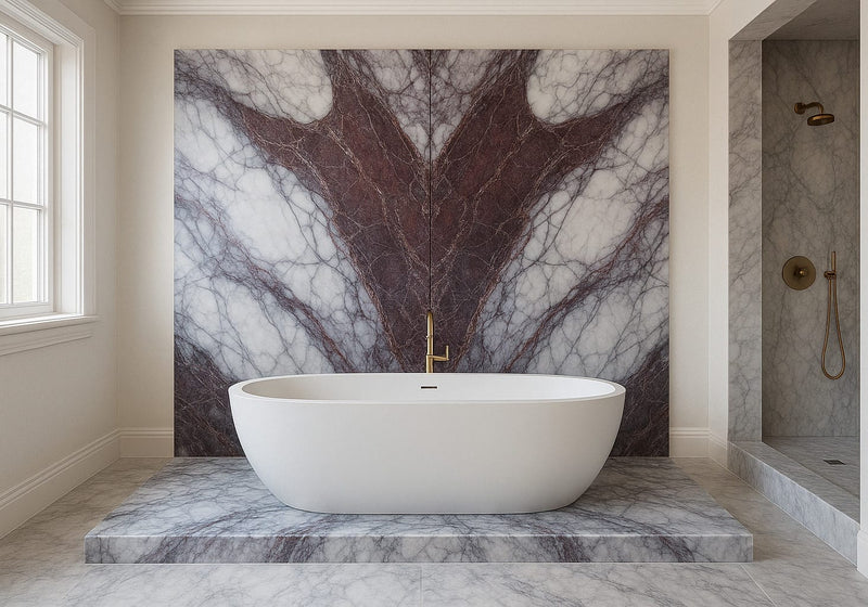 Lilac Honed Marble Slab Random room scene 3
