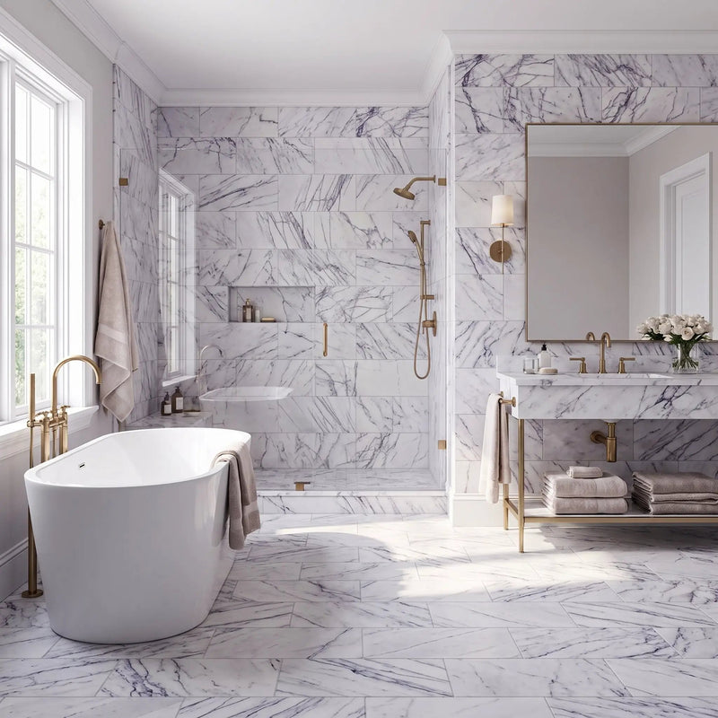 Lilac Honed Marble Tiles 12x24 by Stonetiledepot