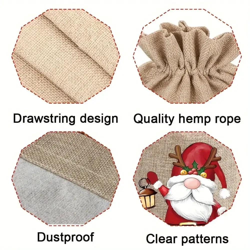 Linen Christmas Gift Bag Set, Santa Claus Drawstring Bags by House Of Avana