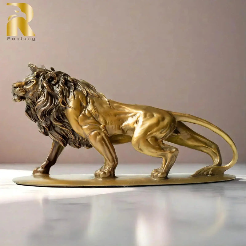 Exquisite Bronze Lion Statue for Luxury Home & Office Tabletop Decor by House Of Avana