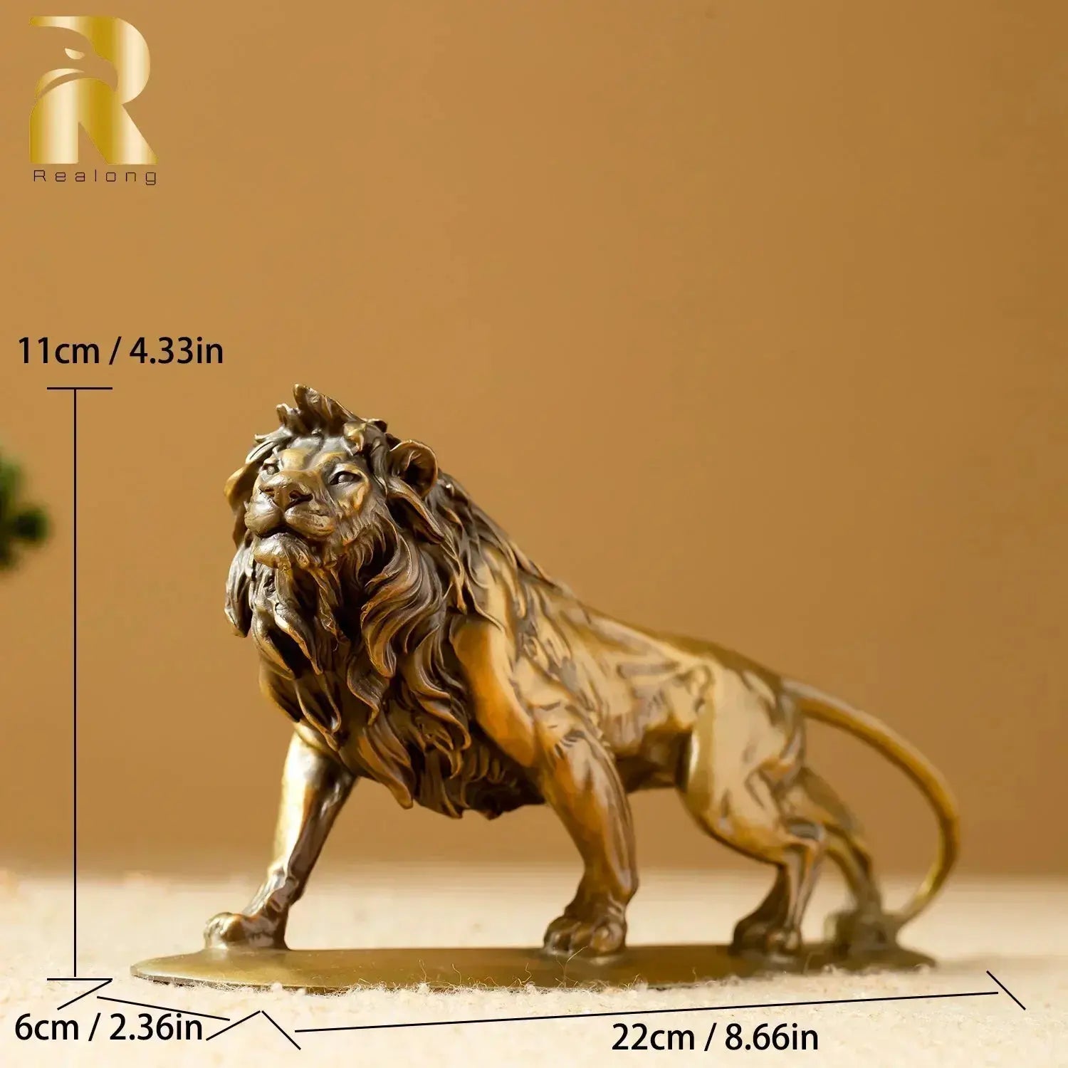 Exquisite Bronze Lion Statue for Luxury Home & Office Tabletop Decor by House Of Avana