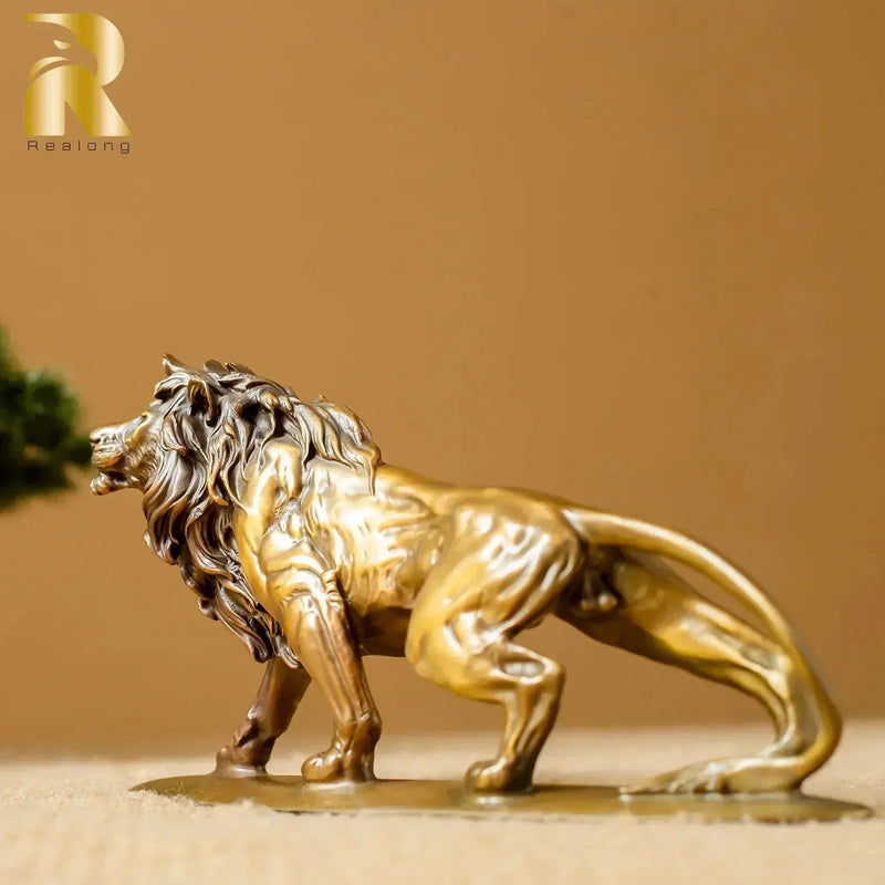 Exquisite Bronze Lion Statue for Luxury Home & Office Tabletop Decor by House Of Avana