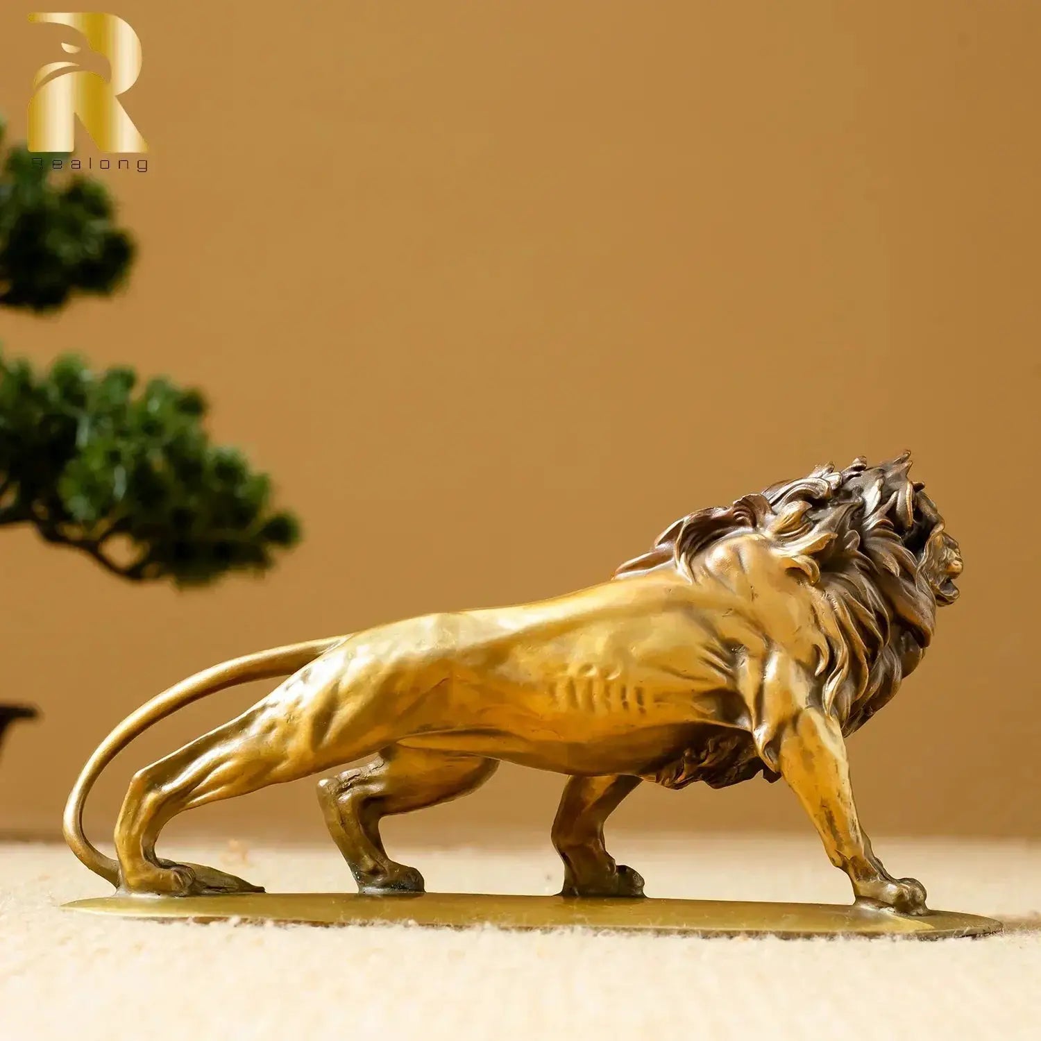 Exquisite Bronze Lion Statue for Luxury Home & Office Tabletop Decor by House Of Avana