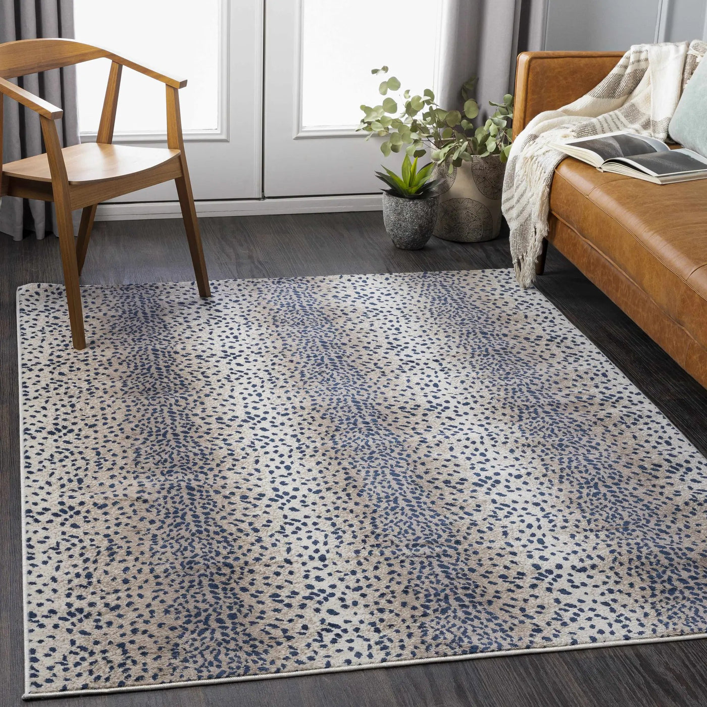 Pointblank Tan & Navy Leopard Print Area Rug by Boutique Rugs