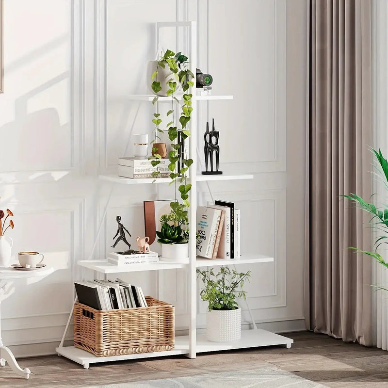 LIZHOUMIL 4-Tier Modern Boat-Shaped Bookshelf - Space-Saving Narrow Wooden & Metal Storage Shelf Organizer with Sturdy PB Board, Black Home Decor for Living Room, Bedroom, Office, Bookshelf Furniture, Bedroom Bookshelf, Conte by House Of Avana