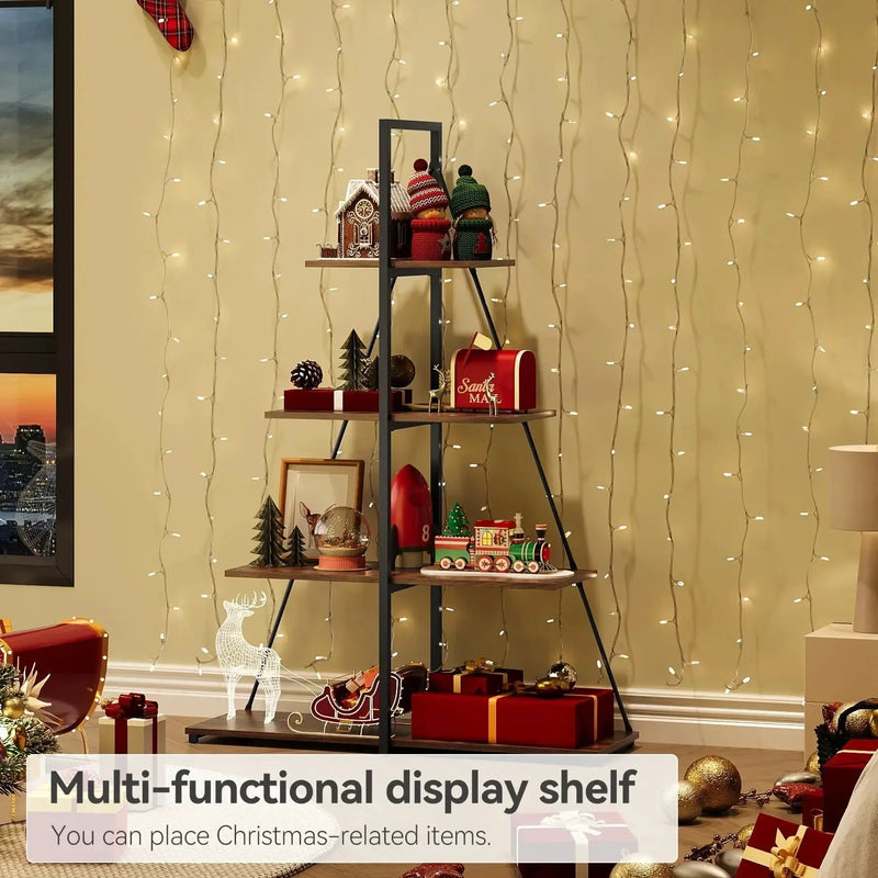 LIZHOUMIL 4-Tier Modern Boat-Shaped Bookshelf - Space-Saving Narrow Wooden & Metal Storage Shelf Organizer with Sturdy PB Board, Black Home Decor for Living Room, Bedroom, Office, Bookshelf Furniture, Bedroom Bookshelf, Conte by House Of Avana