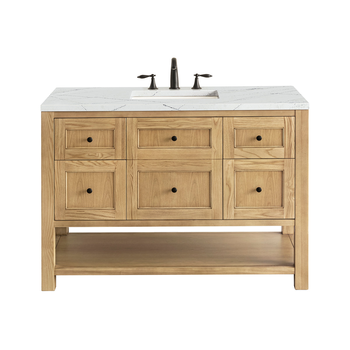 James Martin Breckenridge 48" Single Bathroom Vanity, Light Natural Oak with Ethereal Noctis (FreePower) countertop