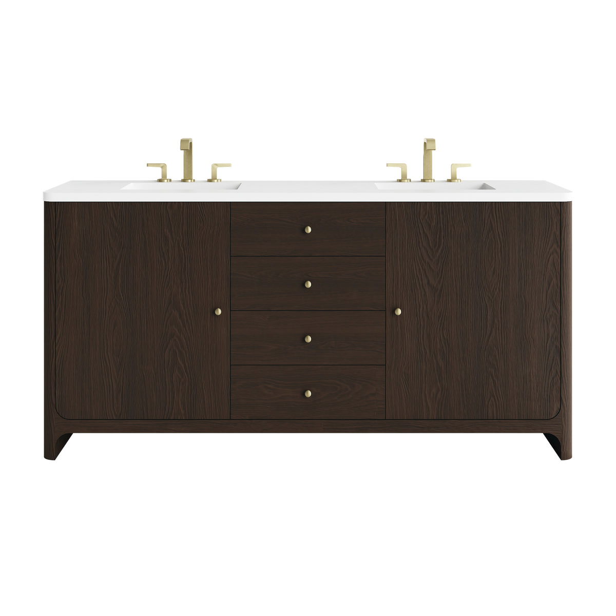 James Martin Gracyn 72" Double Bathroom Vanity, Sable with White Zeus (Widespread) countertop