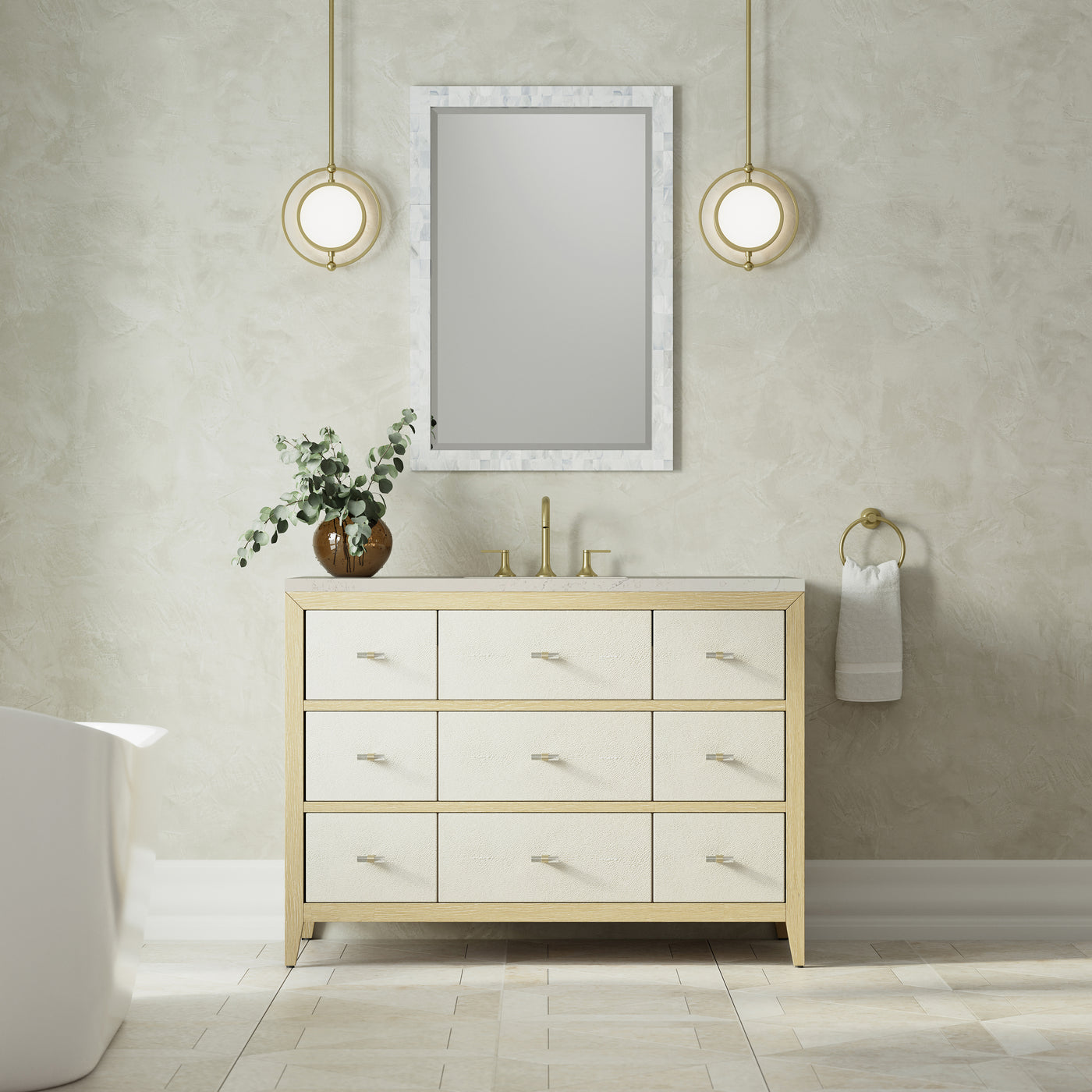James Martin Celeste 48" Single Bathroom Vanity, Sunwashed Oak with Embossed Shagreen Drawer Fronts, view 34