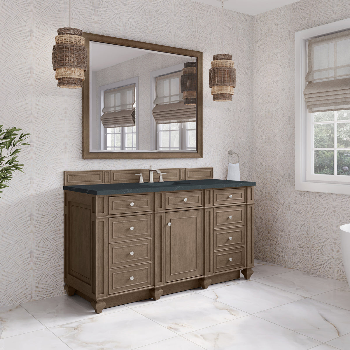 James Martin Bristol 60" Single Bathroom Vanity, Whitewashed Walnut, view 28