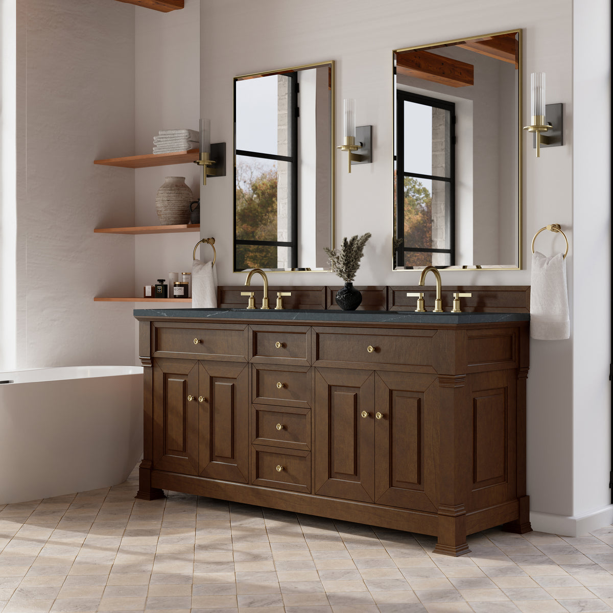 James Martin Brookfield 72" Double Bathroom Vanity, Honey Oak, view 30