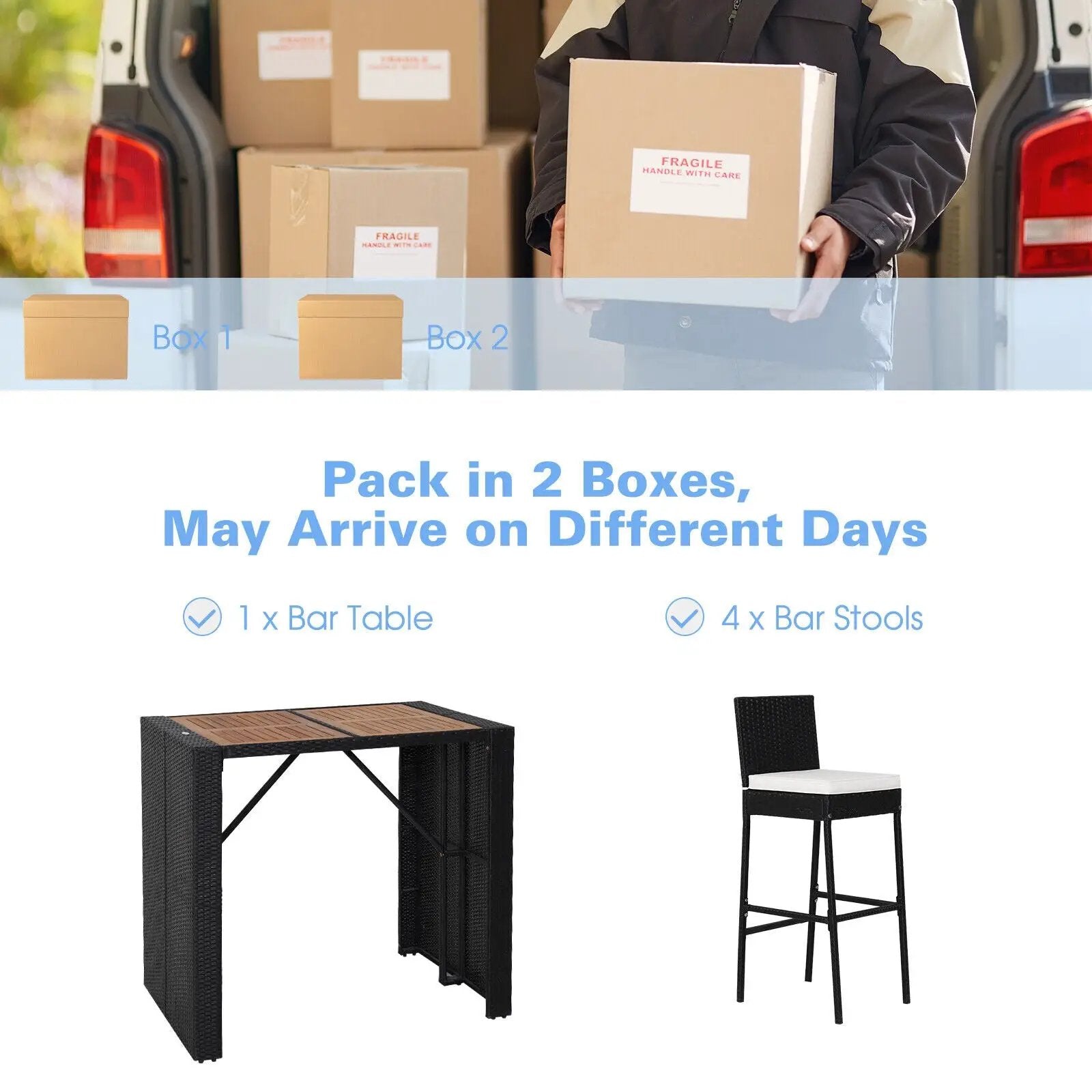 5 Pieces Patio Acacia Wood Dining Set by DirectDeals