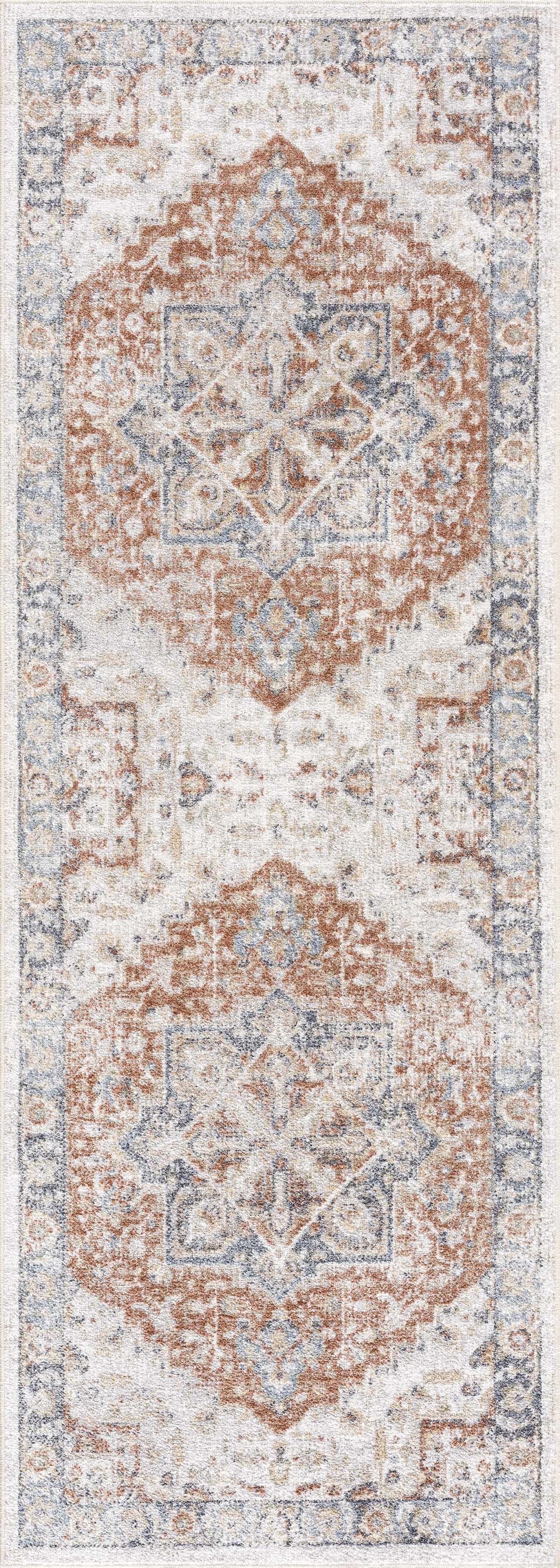 Neta Red & Blue Flat Pile Washable Rug - Clearance by Boutique Rugs