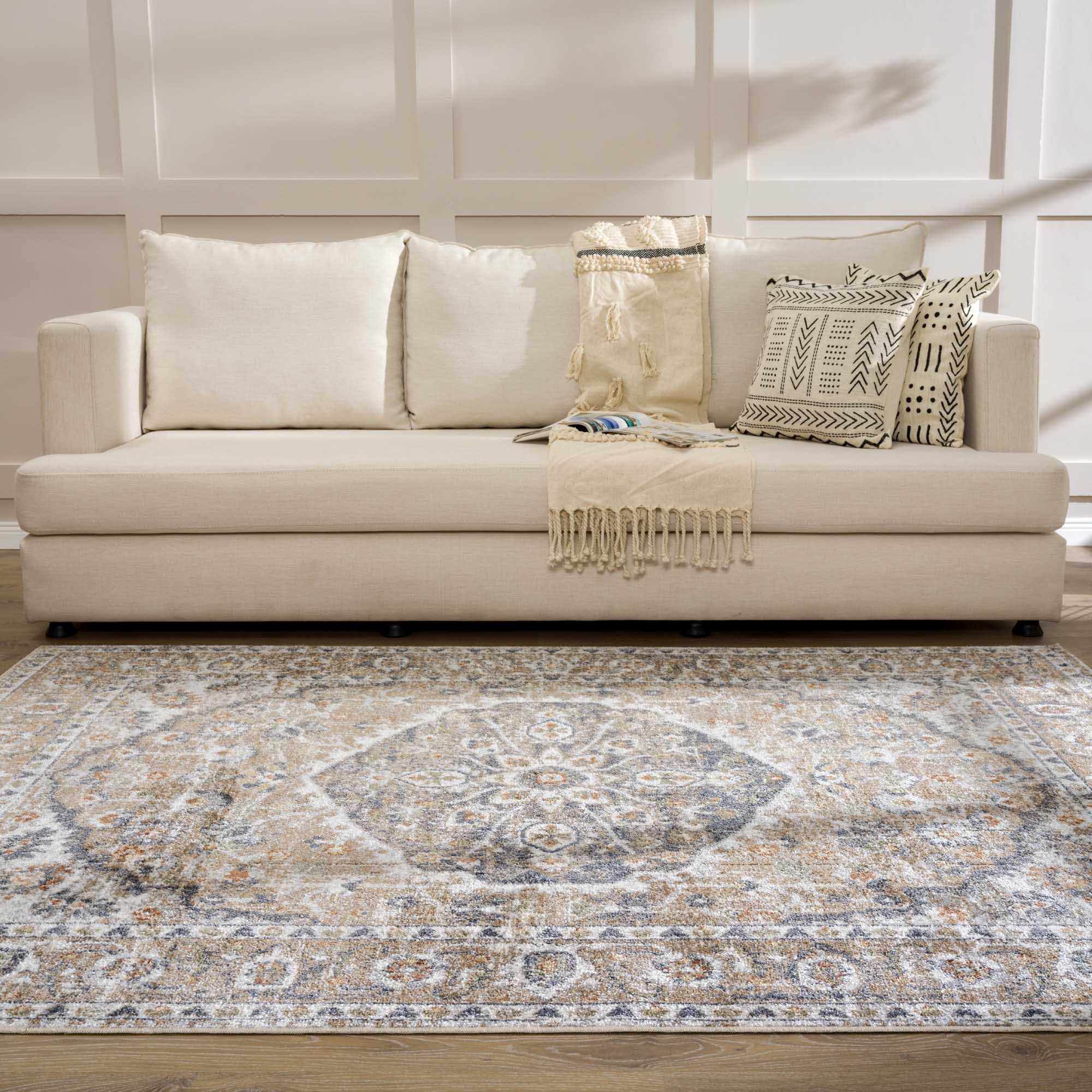 Hiti Beige Flat Pile Washable Rug by Boutique Rugs